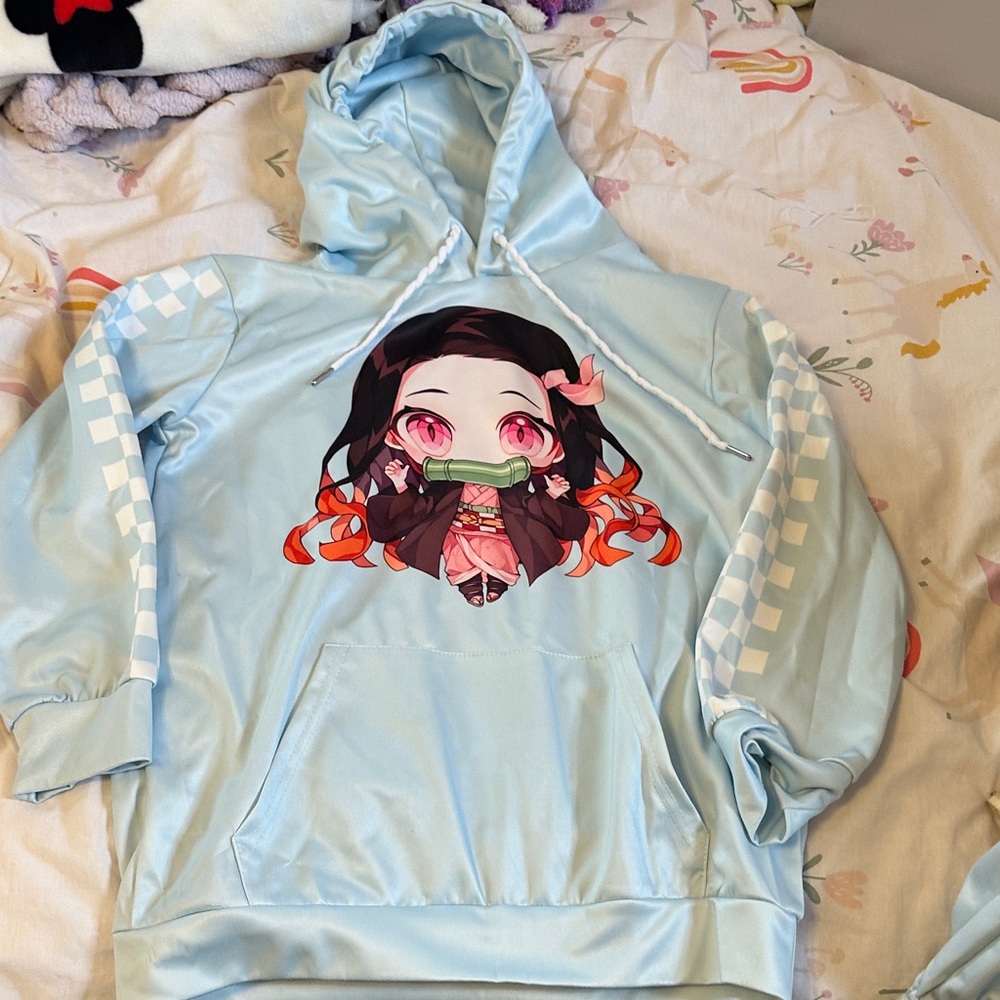 Kids Anime Character Light Blue Hoodie Set